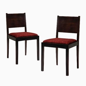 Vintage Dutch Side Chairs in Mahogany, 1930s, Set of 2
