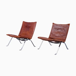 Leather PK 22 Chairs by Poul Kjaerholm for E. Kold Christensen, 1950s, Set of 2