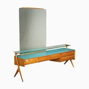 Vintage Dressing with Vanity Table Maple and Glass, 1950s