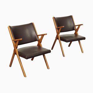 Vintage Italian Armchairs in Leatherette, 1950s, Set of 2