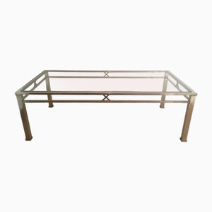 Neoclassical Coffee Table in Chrome and Brass, 1970s