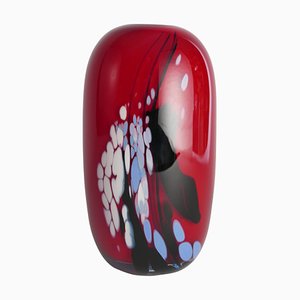 Art Glass Cherry Red Vase attributed to Mikael Axenbrant, Sweden, 1990s