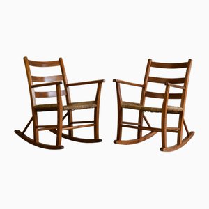 Mid-Century Pine Rocking Chairs, Set of 2