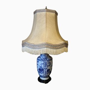 Lámpara de mesa china grande de porcelana, años 50