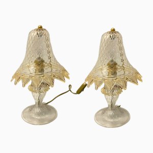 Lámparas de mesa venecianas de cristal de Murano, años 80. Juego de 2