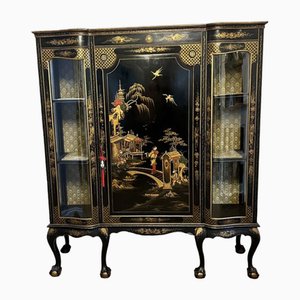 Large Antique Edwardian Chinoiserie Decorated Display Cabinet, 1900s
