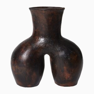 Braune Vintage Terrakotta Vase