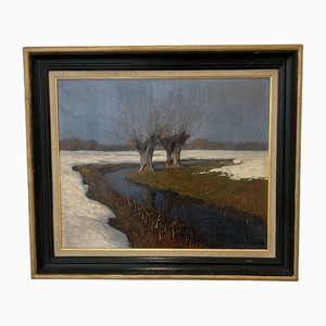 Raffaele De Grada, Paysage d'hiver, Oil on Canvas, Framed