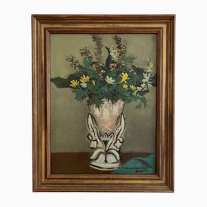 Henry Meylan, Bouquet de fleurs des champs, Oil on Canvas, Framed