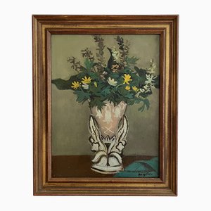 Henry Meylan, Bouquet de fleurs des champs, Olio su tela, Incorniciato