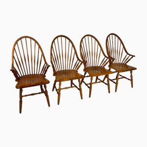 Scandinavian Birch Wood Windsor Chairs, 1960s, Set of 4