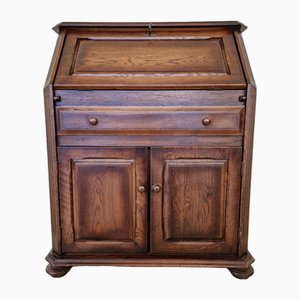 Oak Secretaire with Drawer and Cabinet