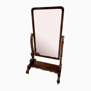 Grand Miroir Cheval Victorien Antique en Acajou, 1850s