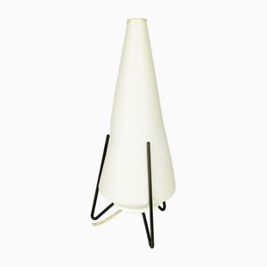 White Plastic & Black Metal Table Lamp, 1960s