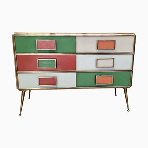 Dresser with Six Multicolored Glass Drawers, 1980s