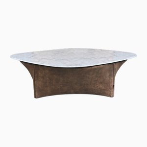 Table Basse Lauren en Cuir et Marbre Moderne par Collector Studio