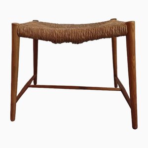 Tabouret en Paille et Bois, 1960s