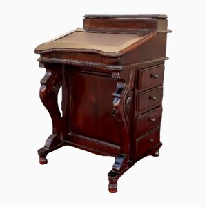 Antique English Mahogany Desk with Side Drawers, 19th Century