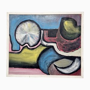Italienischer Künstler, Abstrakte Komposition, Öl auf Holz, 1976