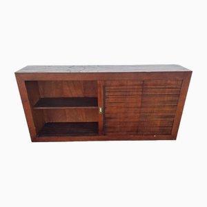 Spanisches Vintage Sideboard aus Holz mit Glastüren mit Schiebetüren