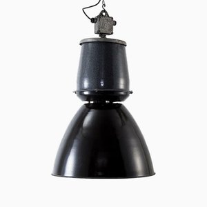 Schwarze Emaillierte Industrielle Lampe von Elektrosvit, 1970er