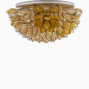 Vintage Capiz Lampe in Gelb, 1960er
