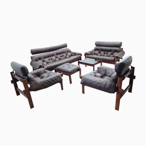 MP41 3-Seater Sofa, 2-Seater Sofa, Armchairs and Coffee Table by Percival Lafer, 1970s, Set of 6