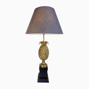 Large Vintage Pinapple Table Lamp in Brass by Maison Charles, 1950s