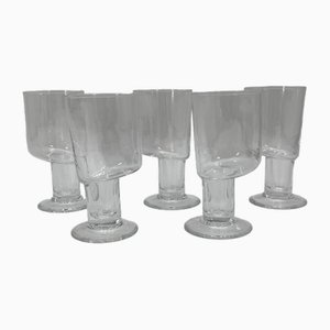 Vasos de agua asimétricos de cristal de Murano de Carlo Moretti, Italia, años 90. Juego de 5