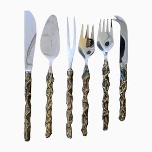 Brutalist Cutlery Set for 12 by David Marshall, Set of 120