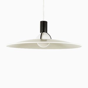 Lampada a sospensione nr. 2133 in metallo laccato bianco e nero di Gino Sarfatti per Arteluce & Flos, anni '70