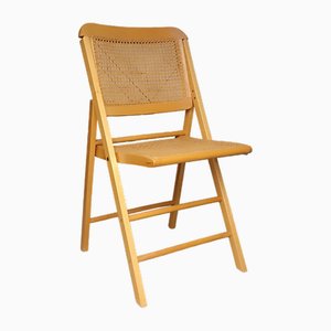 Wooden and Rattan Folding Chair, 1970s