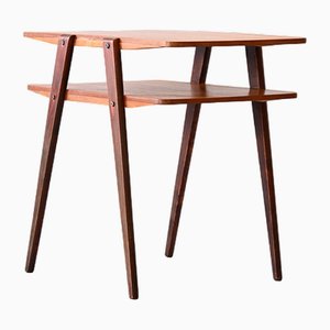 Table en Teck avec Double Étagère, 1960s