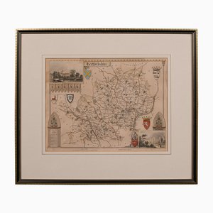 Antique Framed Lithographic Map of Hertfordshire, England