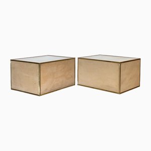 Tables d'Appoint en Cuir en Laiton, Set de 2