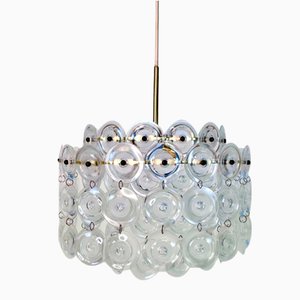 Hanging Lamp with Suspended Acrylic Glass Discs and Brass Ring Frames, Germany, 1960s