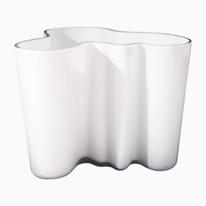 Vaso grande Savoy bianco di Alvar Aalto, anni '70