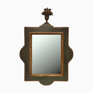 Provenzalischer Spiegel aus Grünem & Vergoldetem Holz, 18. Jh., Frankreich