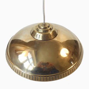 Mid-Century Swedish Brass Pendant Lamp by Hans Bergstrom for Asea, 1950s