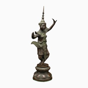 Siamese Dancer Statue Thai Bronze Deity Figure, Victorian, 1850s