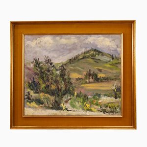 Artiste Italien, Paysage Impressionniste, 1960, Huile sur Toile, Encadrée