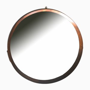 Specchio rotondo in legno, anni '60