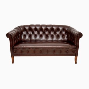 Antique Swedish Leather Sofa, 1900s