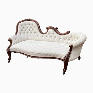 Antikes viktorianisches Sofa aus Mahagoni mit Cabriole-Beinen & Messingrollen