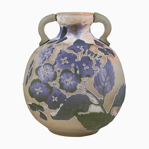 Vase Art Nouveau à Poignée Camée Émile Gallé à Décor d'Hortensias France 1905, 1890s