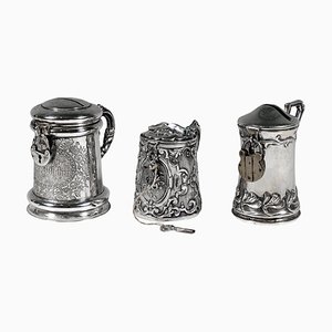 Salvadanai antichi in argento, Austria-Ungheria e Germania, XIX secolo, set di 3