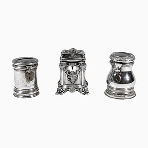 Antique Silver Money Boxes, Austria-Hungary & Germany, 19th Century, Set of 3