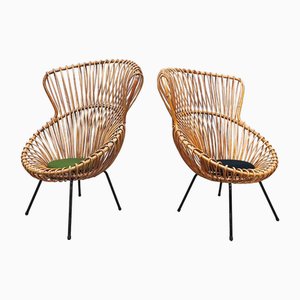 Vintage Dutch Rattan Chairs from Rohé Noordwolde, 1960s, Set of 2