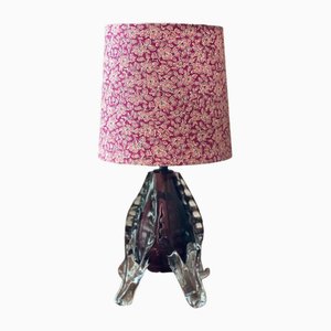 Mid-Century Burgundy Colored Glass Table Lamp, 1960s