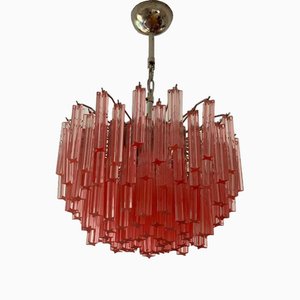Lámpara de araña de cristal de Murano rosa